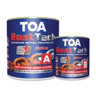 TOA สีรองพื้นกันสนิม ทีโอเอ รัสท์เทค TOA Rust Tech สีรองพื้นหยุดสนิมทันที Heavy Duty Epoxy Primer 2K สีรองพื้นอีพ็อกซี่