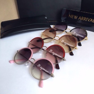 New Arrival แว่นกันแดดทรงกลม เล่นดีไซน์ขอบเลนส์ เลนส์สีสวย เลนส์ไล่โทน โชว์ดวงตาคู่สวย  กันแดดได้จริ