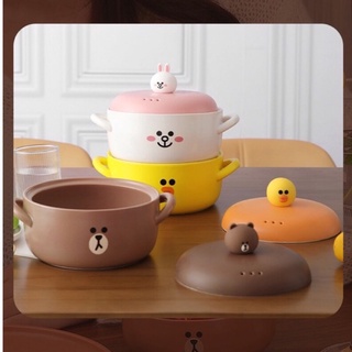 LINE FRIENDS ชามซุป ชามก๊วยเตี๋ยวเซรามิกพร้อมฝาปิด