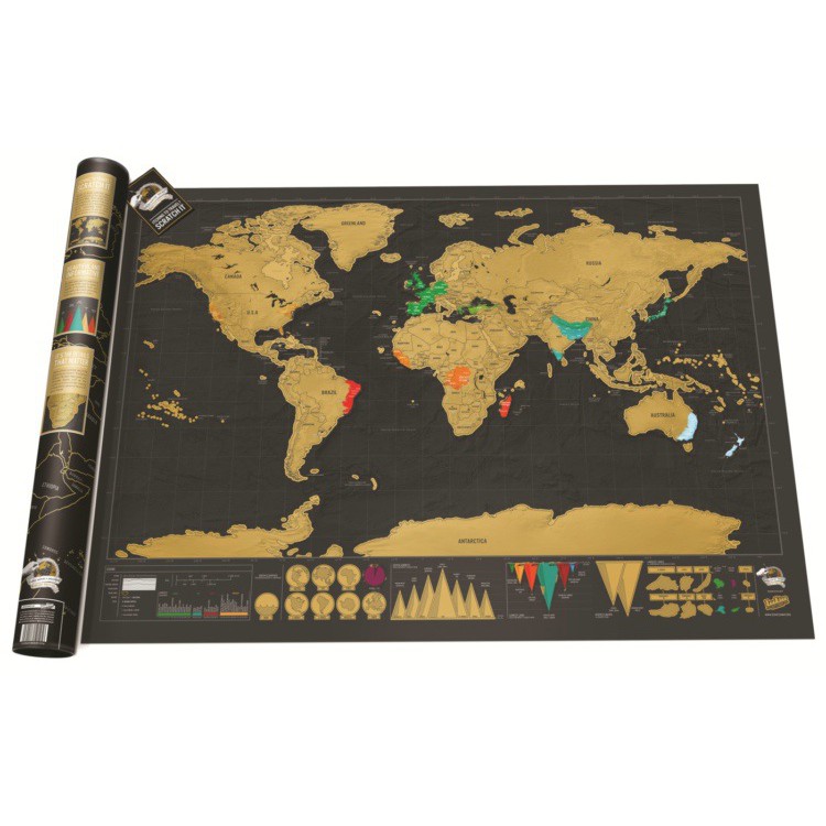 Scratch Off Large Deluxe World Map ส่วนบุคคล Travel Wall Map
