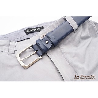 La Franche - Working Belt เข็มขัดหนังวัวแท้ Nappa สีเนวีบลู พร้อมหัวเข็มขัดนิกเกิ้ล #3W0040