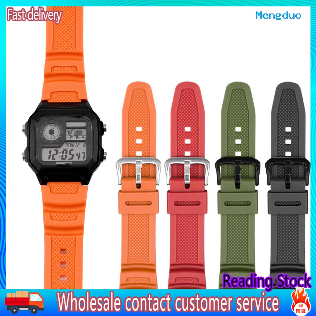 W2b_ สายนาฬิกาข้อมือยางนิ่ม กันน้ํา 18 มม. แบบเปลี่ยน สําหรับ Casio AE-1000W AQ-S810W SGW-300H W-S200H