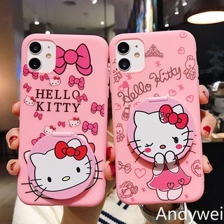 เคสโทรศัพท์มือถือลายการ์ตูนคิตตี้พร้อมกระจกสําหรับ Oppo A15 A15S A53 A92 A52 A31 A91 A9 A5 A7 A5S A3S F5 F1S F7 A1K R9S F9 F11Pro