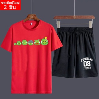 (2 ชิ้น)  BK427+FF355 ชุดเซ็ทแขนสั้น  ชุดเสื้อยืดคู่กางเกงขาสั้นสีดำ ลายสกรีน