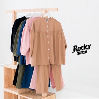 RR003 เซตเสื้อและกางเกง ผ้าลินินคอตตอนใส่สบาย ฟรีไซส์