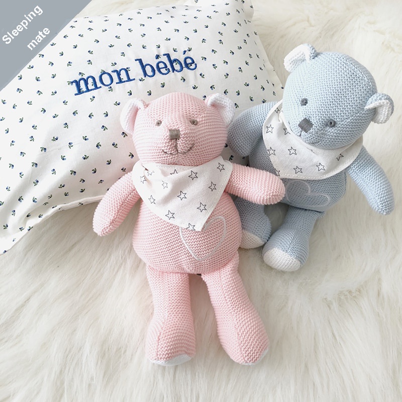 หมีน้อยน่ารักถักตุ๊กตาสัตว์สําหรับเด็กสาวของขวัญนุ่มถักสัตว์Matte Sleepingของเล่น