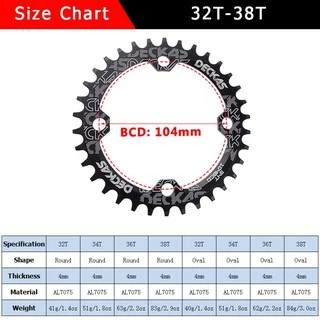 DECKAS 104BCD ใบจานหน้าจักรยานเดี่ยว อลูมิเนียม 7075 สีดำ (ราคา/ชิ้น)