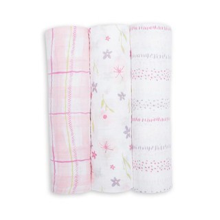 Lulujo ชุดผ้าอ้อมมัสลินคอตตอน 3 Pack Cotton Muslin Swaddles - Pink Floral