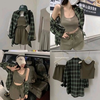 Setเสื้อกล้าม+ขาสั้น+เชิ้ต