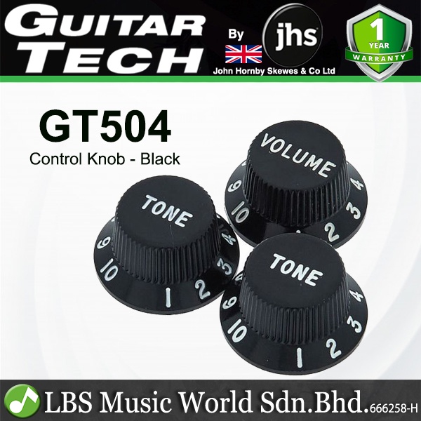 Guitar Tech GT504 Control Volume Tone Knob ชุดกีตาร์ไฟฟ้าและเบส - สีดํา (GT 504)