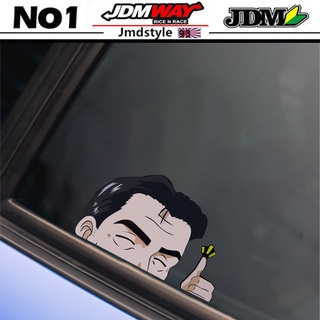 Jdm สติกเกอร์ ลาย Initial D Tofu Shop Thumbs Up Peeking สําหรับติดตกแต่งหน้าต่างรถยนต์