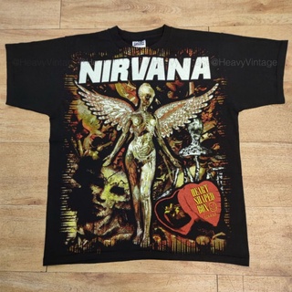 NIRVANA BOOTLEG OVERPRINT เสื้อวง เสื้อวงดนตรี เสื้อวงร็อค เสื้อลายปีกนางฟ้า