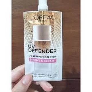 LOREAL PARIS UV Defender Bright &amp; Clear SPF50+PA++++ Long UVA ครีมกันแดด ลอรีอัล เซรั่มกันแดด แบบซอง