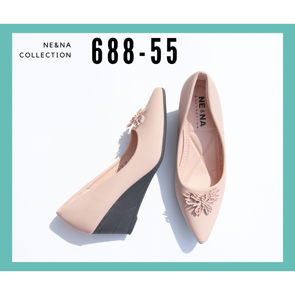 ส่งของทั่วประเทศรองเท้าเเฟชั่นผู้หญิงเเบบคัชชูส้นเตารีด No. 688-55 NE&amp;NA Collection Shoes
