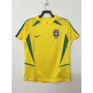 เสื้อกีฬาแขนสั้น ลายทีมชาติฟุตบอล Brazil 2002 ชุดเหย้า AAA คุณภาพสูง สไตล์เรโทร