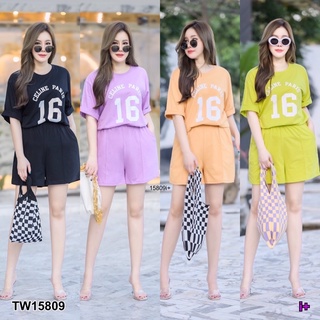 TW15809 Set2ชิ้น#สาวอวบ เสื้อคอกลม