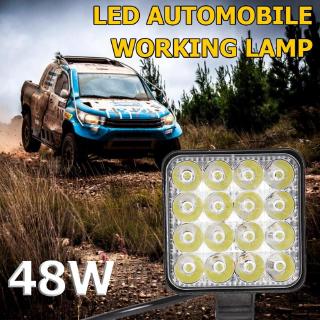 square 48 w ไฟ led 12v 24 v ไฟทํางานไฟสําหรับรถบรรทุก suv 4wd