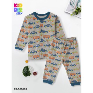 KiddeeCrew ชุดนอนเด็กสี เทาลายรถ Gray Car  pajamas เหมาะสำหรับอายุ 1-8 ปี