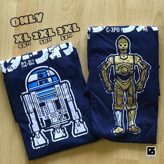 เสื้อยืดไซส์ใหญ่ลายหุ่นยนต์ ผ้าคอตตอน 100% Starwars[R2D2&amp;C3PO]