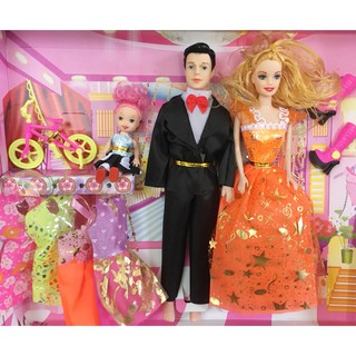 Candy Toy Shop ตุ๊กตาพ่อเเม่ลูก พร้อมชุดเปลี่ยน 4 ชุด