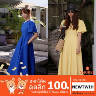 TwinsShopVip💗พร้อมส่ง TW5963 แม็กซี่เดรสผูกโบว์หลัง maxi dress with bow in the back