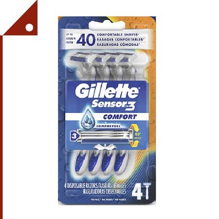 Gillette : GILSS3-4* ใบมีดโกน Sensor3 Mens Disposable Razor, 4-pk