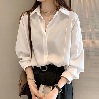 💙Fairy Style💙พร้อมส่ง เสื้อเชิ้ตแขนยาว เสื้อเชิ้ตทำงาน คอปก ทรงสวย สีสันสวยงาม สไตล์เกาหลี#3331