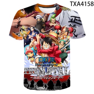 เสื้อยืดแขนสั้นลําลอง พิมพ์ลายการ์ตูนอนิเมะ One Piece แฟชั่นฤดูร้อน สไตล์สตรีท สําหรับเด็กผู้ชาย และเด็กผู้หญิง