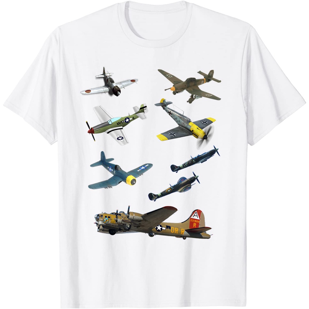 WW2 Planes Warbirds P51 Mustang Spitfire Messerchmitt เสื้อยืด