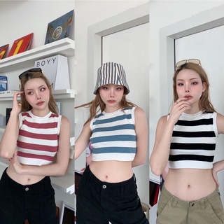 stripes knit Top” เสื้อไหมพรมผ้า Knit มาแรงสุดๆเนื้อผ้า ดี เก็บทรงสวย รุ่นนี้ใส่แล้วดูผอมเพรียวสุด