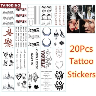 【COD Tangding】Dark Clown Black White Grimace Smiling Face Lifelike Long Music Tattoo Stickers