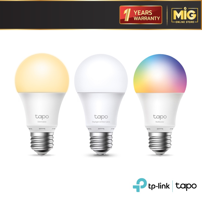 TP-Link Tapo รุ่น L510E,L520E,L530E Smart Bulb E27 หลอดไฟอัจฉริยะ สั่งงานผ่านApp/เสียง ประกัน 1ปี