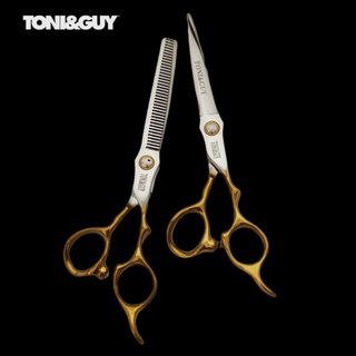 ถูก/แท้ Toni&amp;Guy 1คู่ กรรไกรตัดผม ขนาด 6.5 นิ้ว สีเงินทอง (Made in Japan)