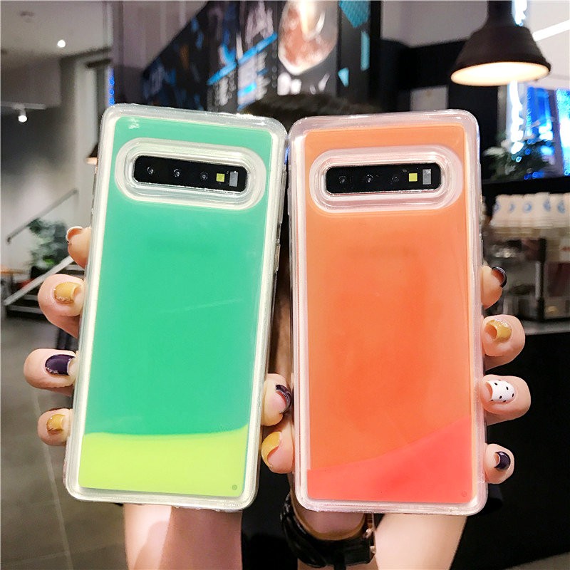 Samsung Galaxy S10 S10+ S9 Plus S8 Note 9 เรืองแสงในที่มืด กลิตเตอร์ วิบวับ ของเหลว นิ่ม TPU เคสใส