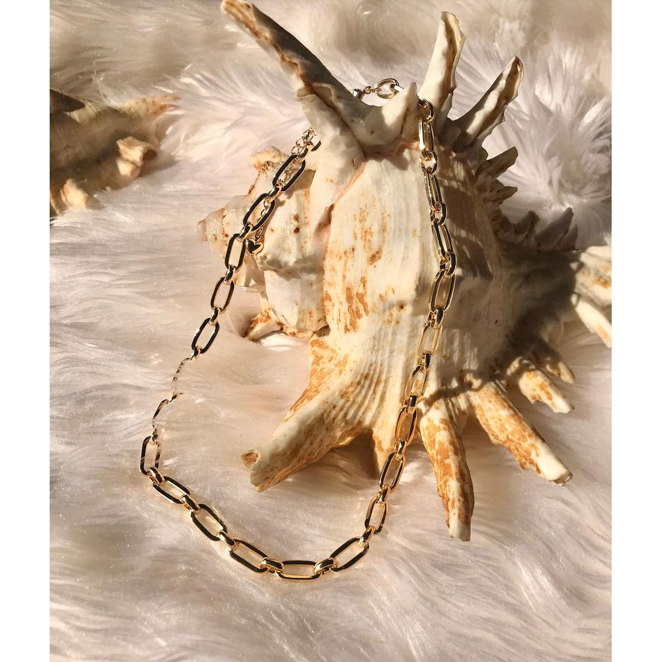 [พร้อมส่ง] สร้อยคอ แสตนเลส ชุบทองคำขาว TDR36N รุ่น Bold Chain สายเรียบเก๋