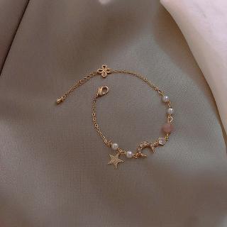 สร้อยข้อมือ จี้ลายดาว ดวงจันทร์ สไตล์เกาหลี เครื่องประดับสำหรับผู้หญิง