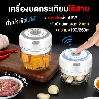 เครื่องปั่นกระเทียม ที่บดกระเทียม 100/250/300ML เครื่องปั่นไร้สาย ปั่นละเอียด ที่สับกระเทีย บดสับอาหาร ปั่นพริก