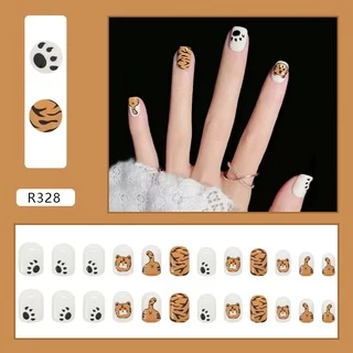 ⚡️【สินค้าใหม่】เล็บปลอม กล่องละ 24 ชิ้น พร้อมกาว เล็บปลอมกันน้ำ เล็บปลอมสำเร็จรูป R349