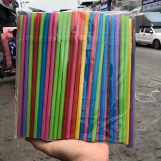 หลอดงอ หลอดจัมโบ้ 8มิลคละสี 250ชิ้น