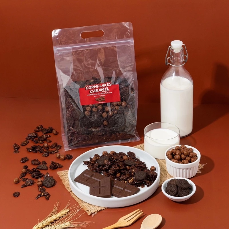 Chocolate Cornflakes - คอนเฟลกคาราเมลเคลือบช็อกโกแลตเข้มข้น ถุงใหญ่ 500 กรัม รับประกันความอร่อย ‼️