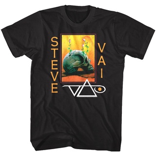 เสื้อยืดผ้าฝ้ายพิมพ์ลายแฟชั่น เสื้อยืด พิมพ์ลายหัวกะโหลก Steve Vai Flower Skull Art สําหรับผู้ชาย