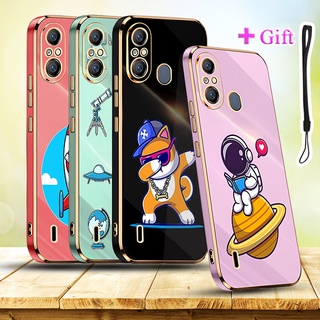 เคสโทรศัพท์มือถือ TPU แบบนิ่ม ชุบไฟฟ้า ขอบตรง สีสันสดใส สําหรับ ITEL A58 Pro A58 A49 A49 Lte