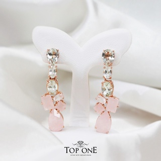 Top1Jewelry ต่างหูเงินแท้925 พลอย Green Amethyst, Rose Quartz แท้