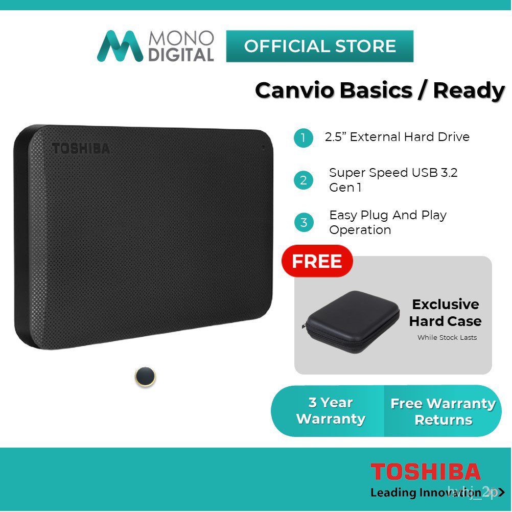 Toshiba External Hard Disk Canvio Basics /Canvio Ready Portable HDD USB 3.0 (500GB/1TB/2TB/4TB ) (FC
