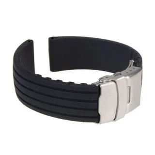 B&G สายนาฬิกา Silicone Strap เเบบนิ่ม สายยางซิลิโคน ลายเส้นตรงสี่เส้นแนวยาว มีขนาด 18 mm, 20 mm, 22 mm, 24 mm