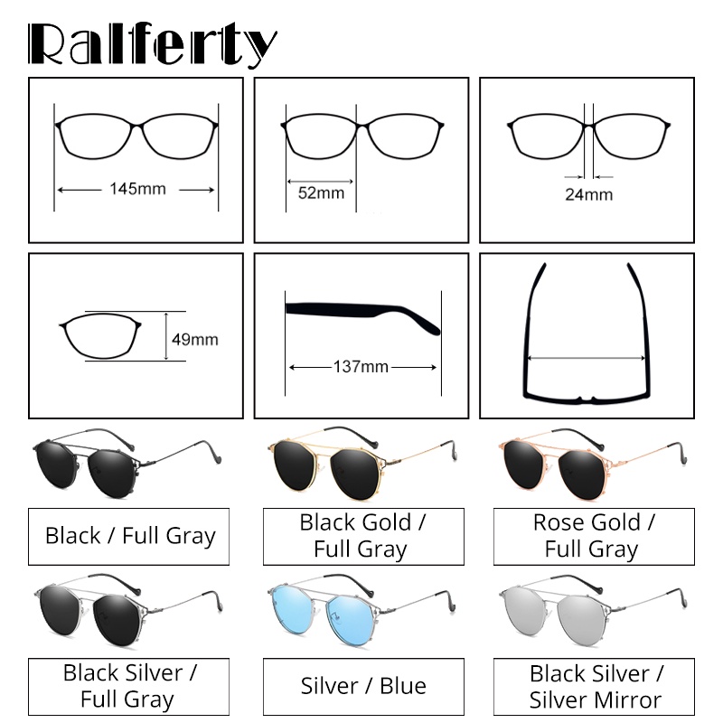 Ralferty 2 In 1 Prescription Sunglasses Myopia Ladies Eyeglasses Women39s Frame Clip On Glasses 8636