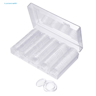 Pota 100Pcs 17/20/25/27/30mm Inner Pads Coin Clear Protector Case Collect Storage Box
