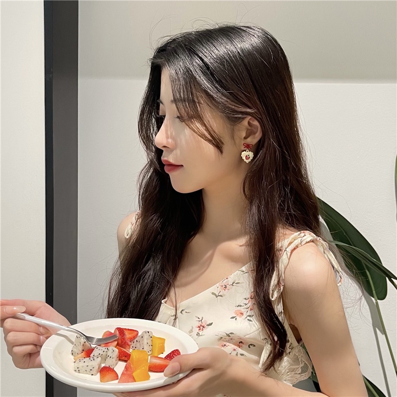 Korean Version Of S925 ต่างหูรูปสตรอเบอร์รี่สไตล์เกาหลีสําหรับผู้หญิง - รูปที่ 7