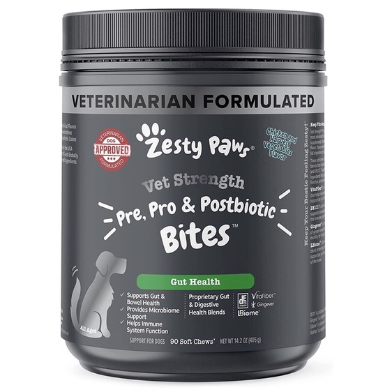 🇺🇸pre-order🇺🇸Zesty Paws Vet Strength Probiotic, Prebiotic & Postbiotic Soft Chews for Dogs 90 Counts
