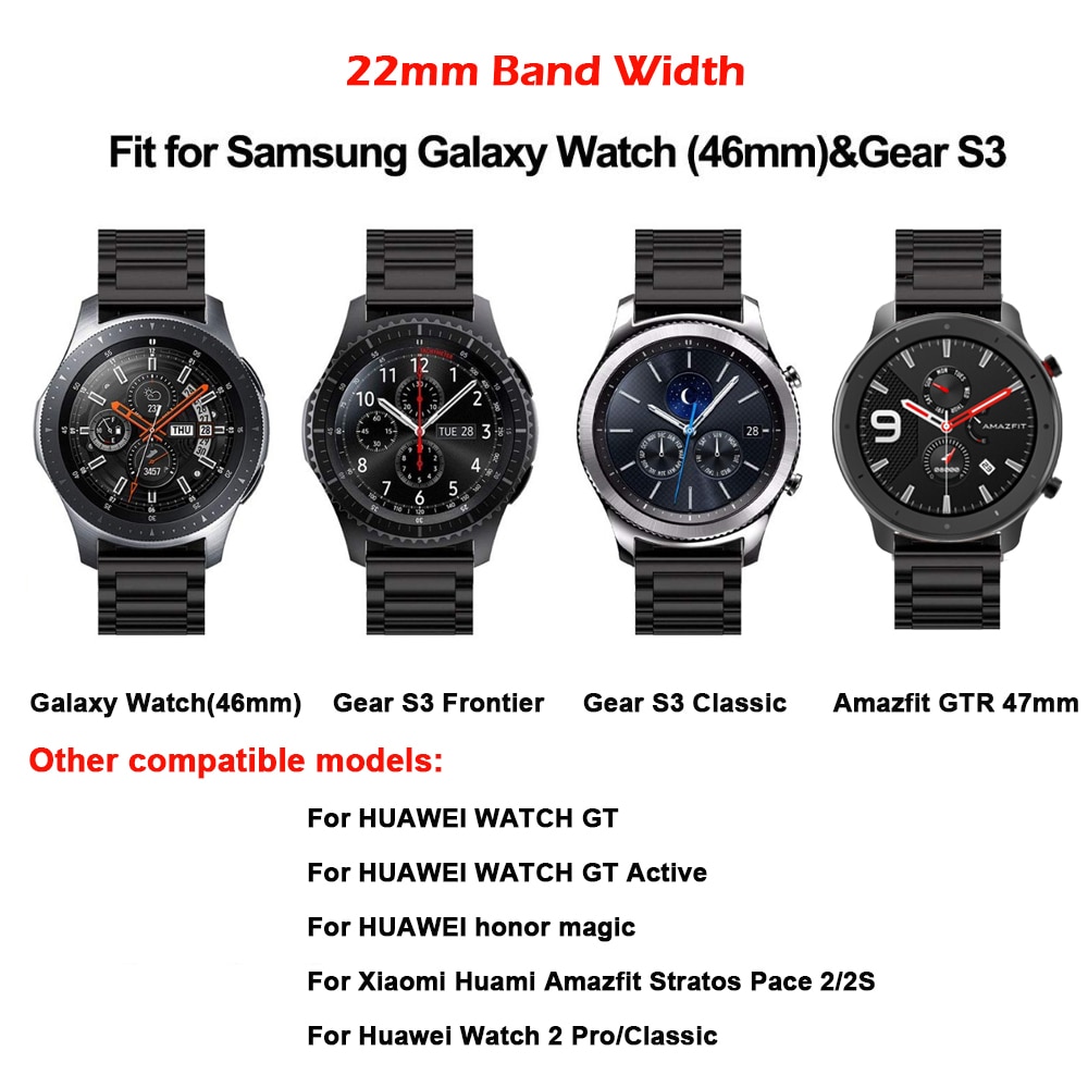 สายนาฬิกาข้อมือสแตนเลส 18 20 22 24 มม. สําหรับ Huawei Watch GT 2E/GT2 2 46 มม./GT Active Gear S2 S3 Galaxy Watch 42 มม. #4